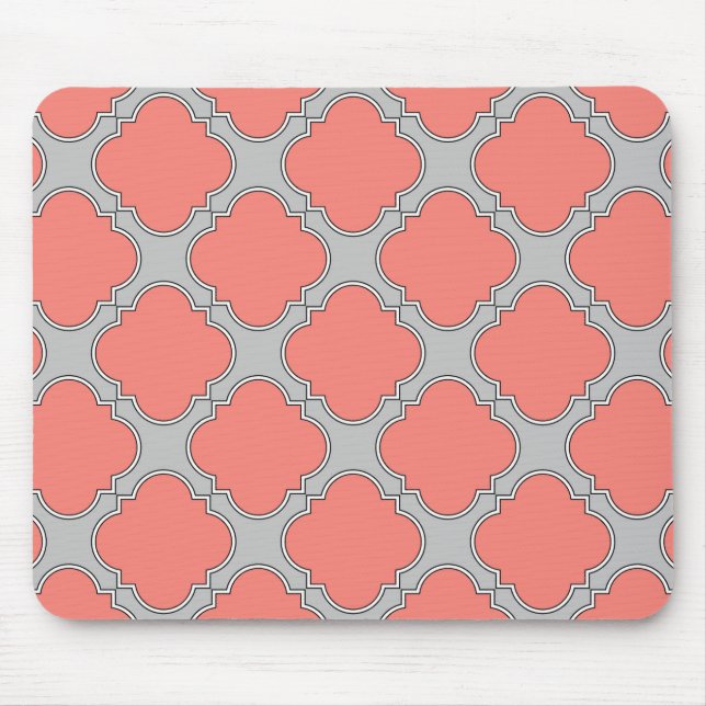 Mousepad Coral e cinza de Quatrefoil (Frente)