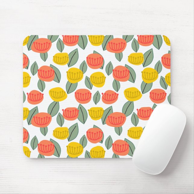 Mousepad Coral e Flores Douradas (Com mouse)