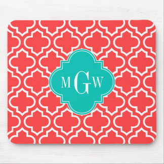 Mousepad Coral Red What Marroquino #6 Teal Name Monograma