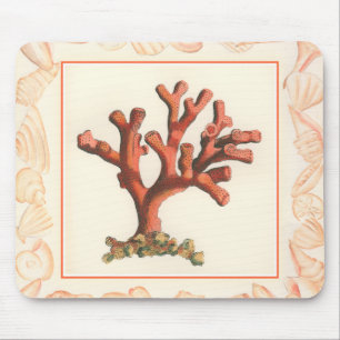 Mousepad Coral Vermelho com Borda de Shell Conch