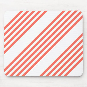 Mousepad Coral vivo e padrão branco de cinco faixas