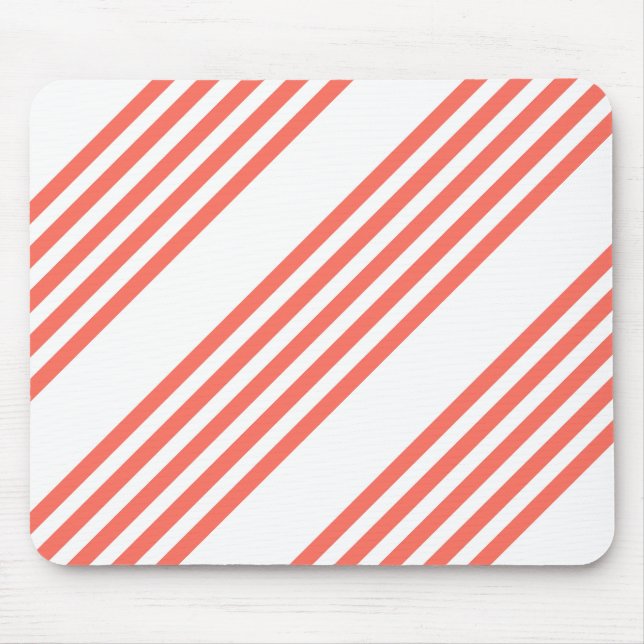 Mousepad Coral vivo e padrão branco de cinco faixas (Frente)