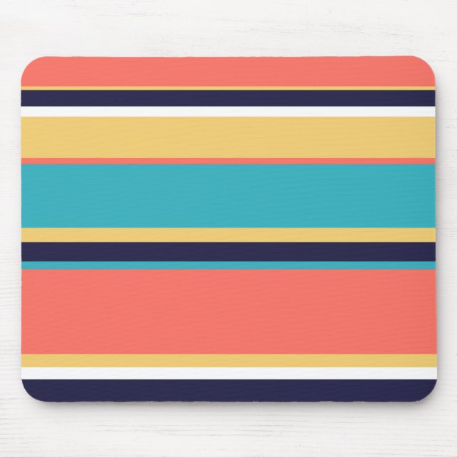 Mousepad Coral vivo, listras azuis e amarelas (Frente)