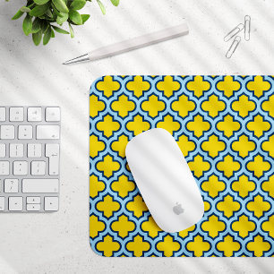Mousepad Corante amarelo e azul-bebê, latido, quatrefoil