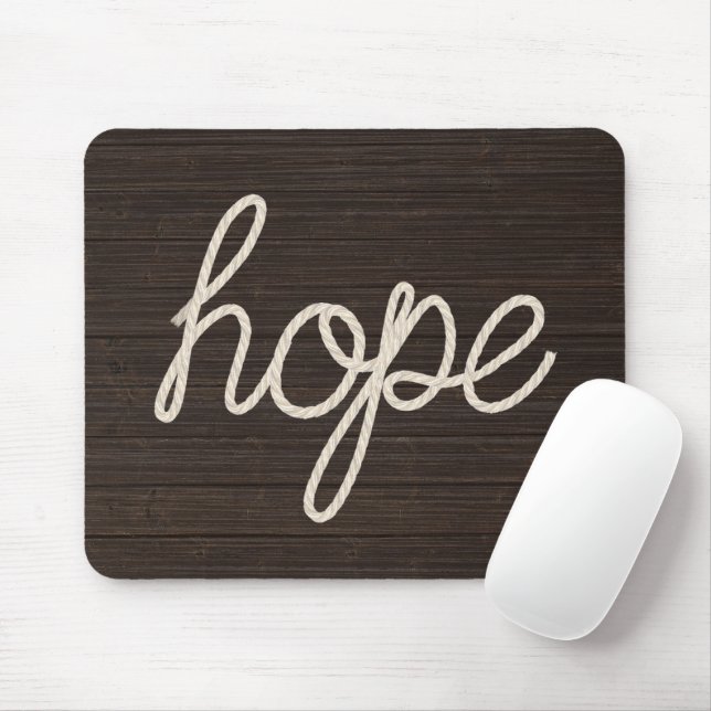 Mousepad Corda Esperança Texto Em Madeira Escura (Com mouse)