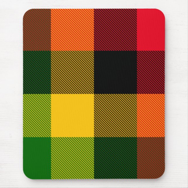 Mousepad Cores Africanas Rasta Reggae Xadrez Padrão Design (Frente)