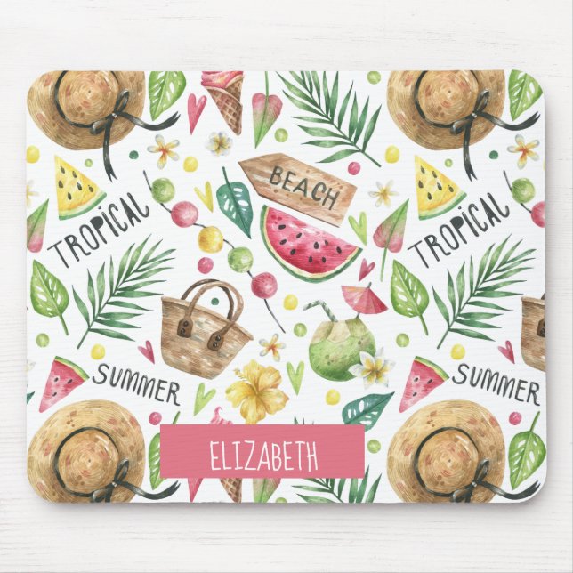Mousepad Cores Alegres de Praia Feminina Relaxante (Frente)