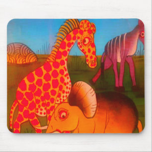 Mousepad Cores coloridas do safari selvagem de animais afri