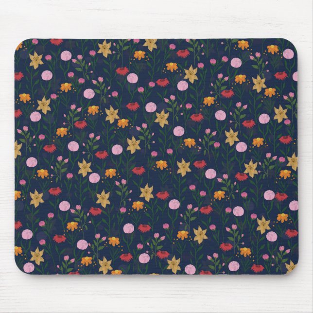 Mousepad Cores de flor selvagem Design (Frente)