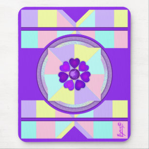 Mousepad Cores de pastel e corações roxos batendo