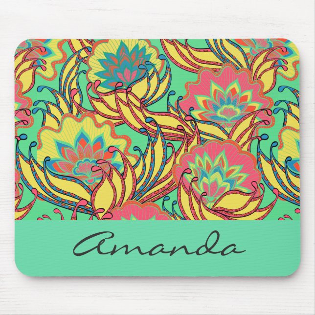 Mousepad Cores do Caribe Boho Floral Personalizado (Frente)