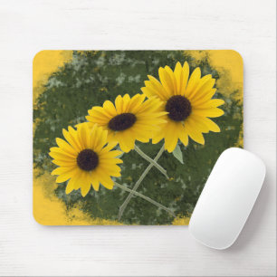 Mousepad Cores do verão com a fotografia tripla do girasso