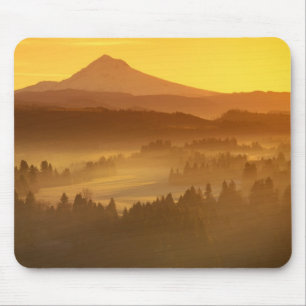 Mousepad Cores laranja do nascer do sol colorem a névoa no