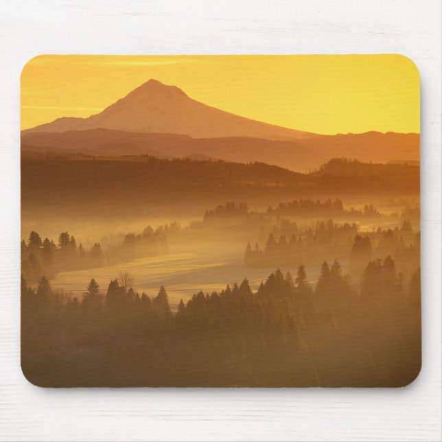 Mousepad Cores laranja do nascer do sol colorem a névoa no  (Frente)
