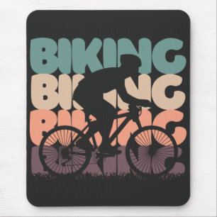 Mousepad cores retrô de ciclismo vintage com silhueta de mo