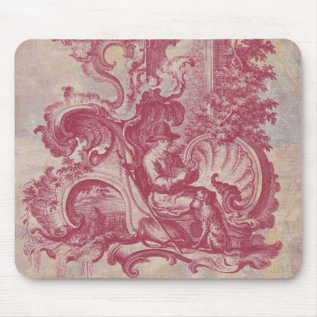 Mousepad Cores vermelhas de Toile Pompeia do vintage (Frente)