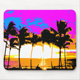 Mousepad COREY TIGER 1980s RETRO VINTAGE PALM TREES SUNSET