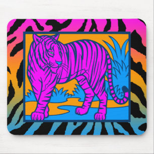 Mousepad Corey Tiger 80s Retro Neon Jungle Tiger Tapete de