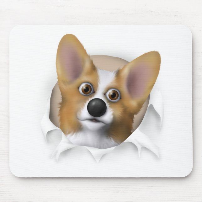 Mousepad Corgi 1 de Galês que rebenta para fora (Frente)
