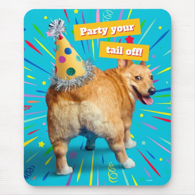 Mousepad Corgi Butt Birthday Hat (Frente)