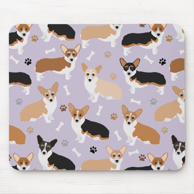 Mousepad Corgi Cachorros e Pão de Mouse Osso (Frente)