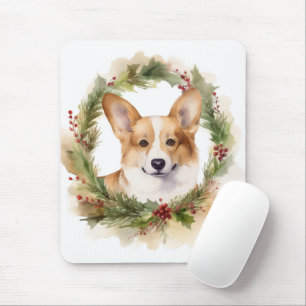 Mousepad Corgi Christmas Wreath Festivo Pup