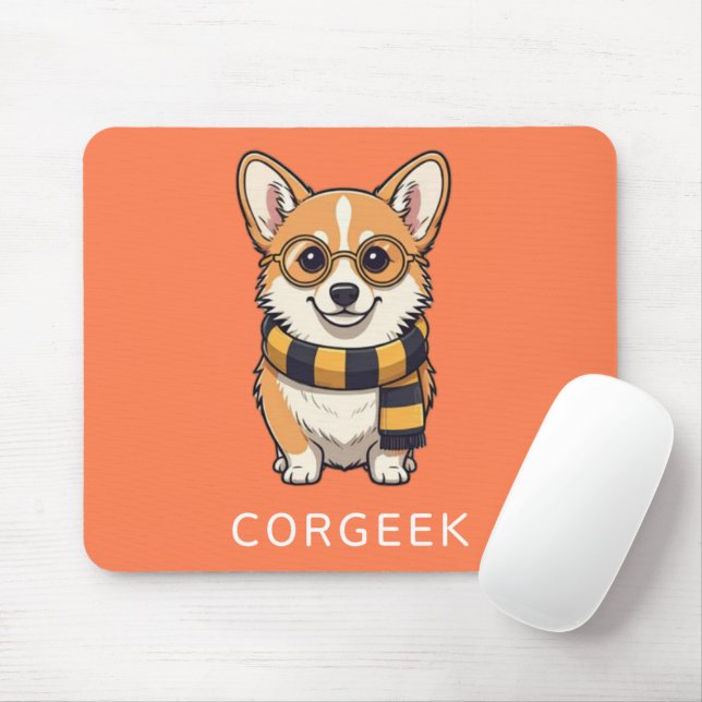 Mousepad Corgi Corgeek sobre Coral | Presente de sobrevoo d (Com mouse)
