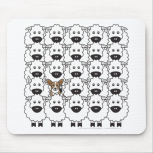 Mousepad Corgi de Galês do casaco de lã nos carneiros