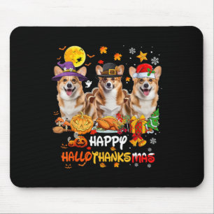 Mousepad Corgi Dog Feliz Halloween Feliz de Ação de Graças 