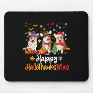 Mousepad Corgi Dog Halloween Christmas Happy Hallothanksmas