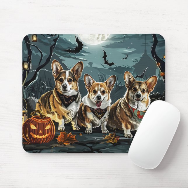 Mousepad Corgi Halloween Spooky (Com mouse)
