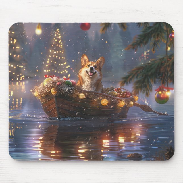 Mousepad Corgi Natal Festivo Voyage (Frente)