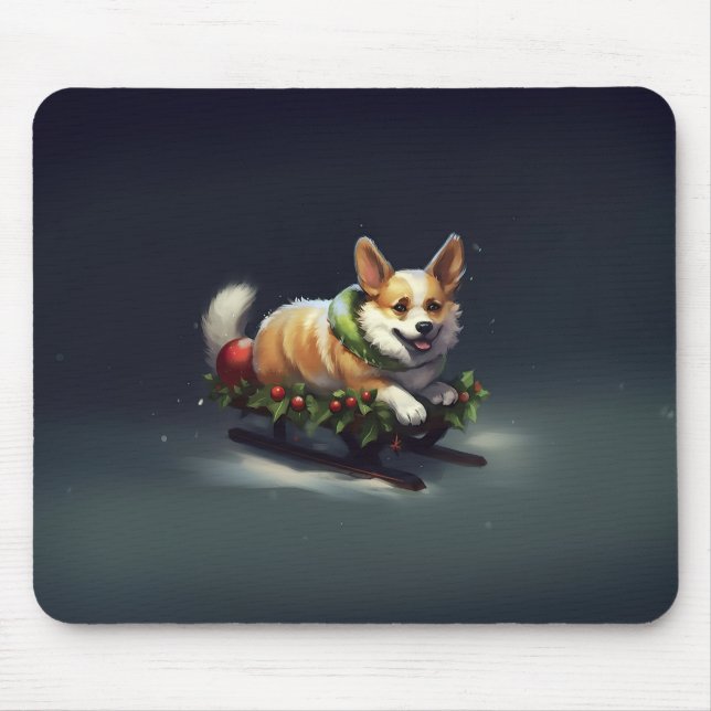 Mousepad Corgi Natal Inverno de Neve (Frente)