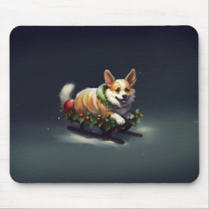 Mousepad Corgi Natal neve inverno