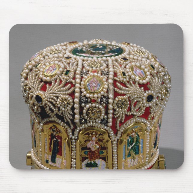 Mousepad Coroa da mitra ajustada com pérolas e precioso (Frente)