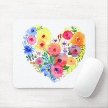Coroa de Coração Floral em Aquarela Pastel