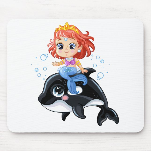 Mousepad Coroa e orca de desenhos animados bonitos (Frente)