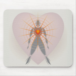 Mousepad Corpo Humano com Raios de Luz Grandes Radiantes do