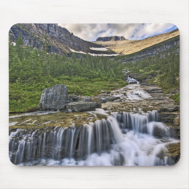 Mousepad Córrego em cascata, Parque Nacional Glacier, (Frente)