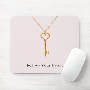 Mousepad Corrente de Coração Dourado Rosa Bege