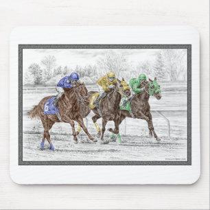 Mousepad Corrida de Três Cavalos - Pescoço e Pescoço