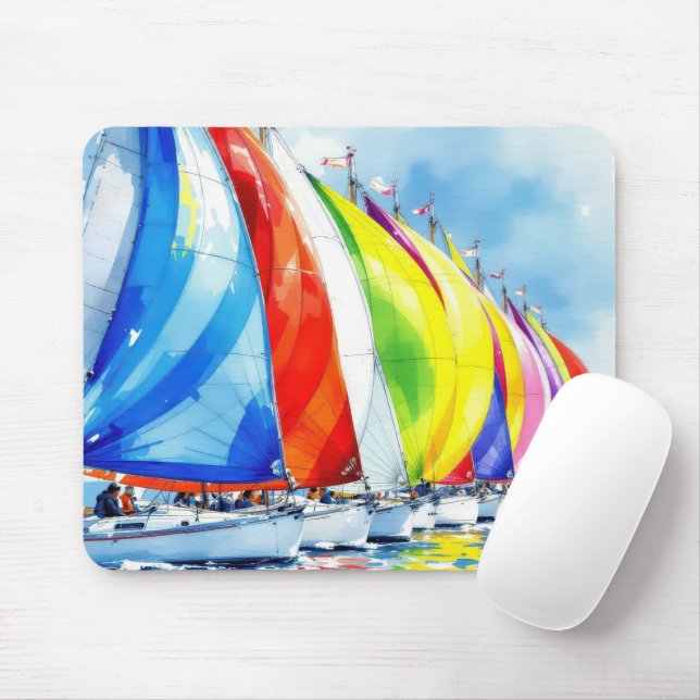 Mousepad Corrida de veleiro com aquarela (Com mouse)