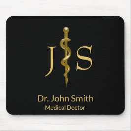 Mousepad Corrida Médica Clássica de Asclepius Dourada em Pr