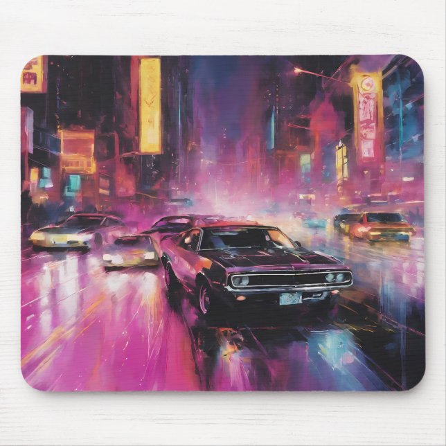 Mousepad Corrida noturna em Vibrant City (Frente)