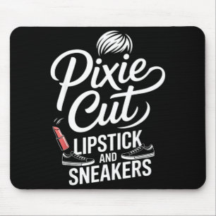 Mousepad Corte pixie batom e tênis estilo de cabelo curto P