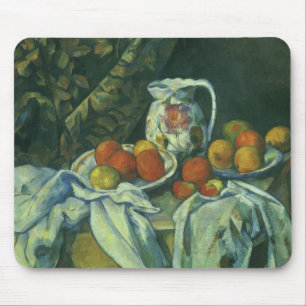 Mousepad Cortina e jarro florescido por Paul Cezanne