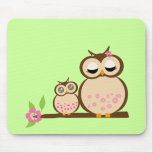 Mousepad Coruja bonito da mamã e do bebê