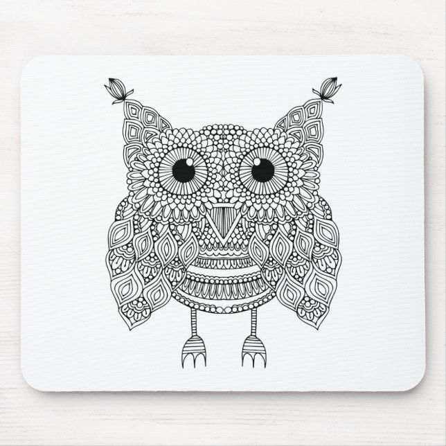 Mousepad Coruja bonito do Doodle (Frente)