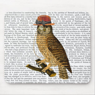 Mousepad Coruja com Chapéu de Bowler Style Steampunk
