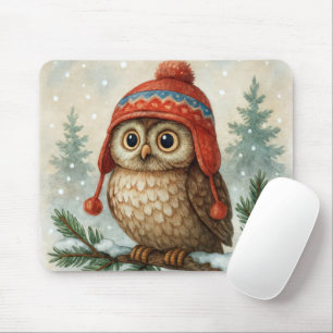 Mousepad Coruja com Gorro de Inverno